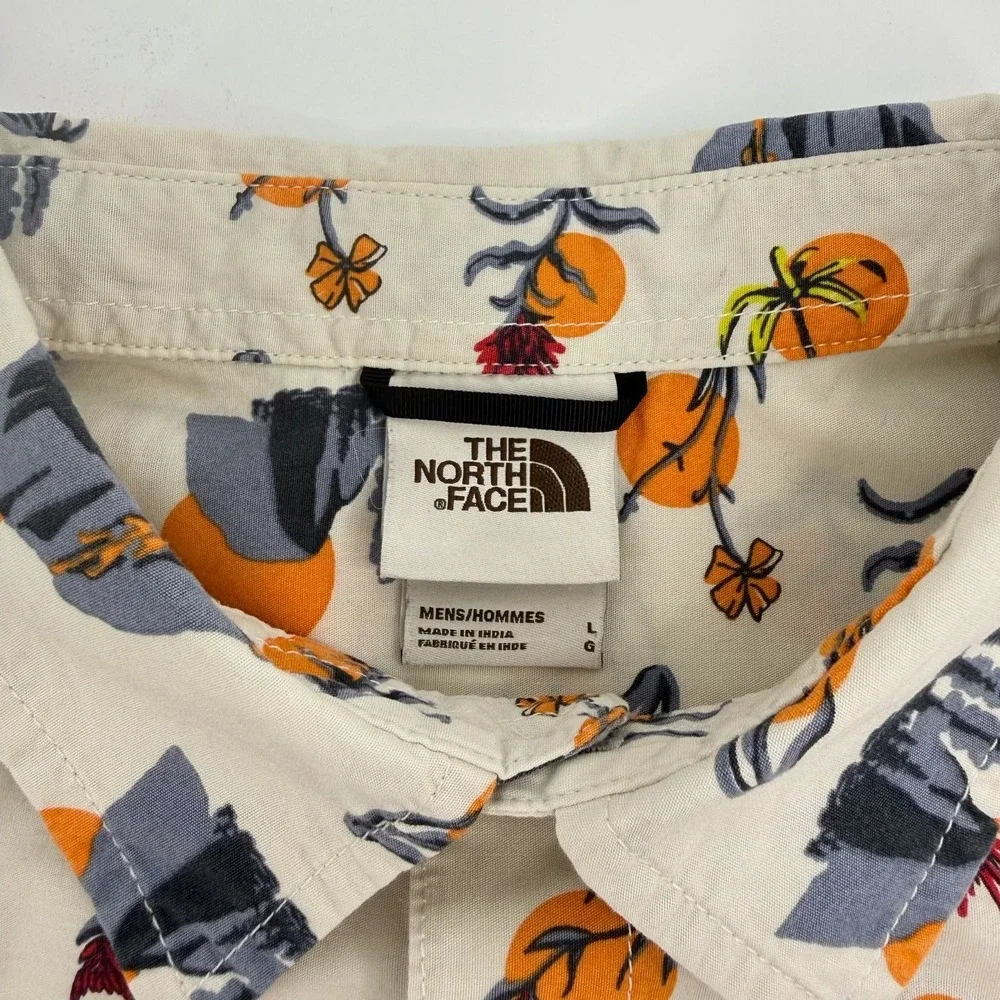 The North Face Baytrail Pattern Shirt Mens L Camp Button Up Cotton Outdoor